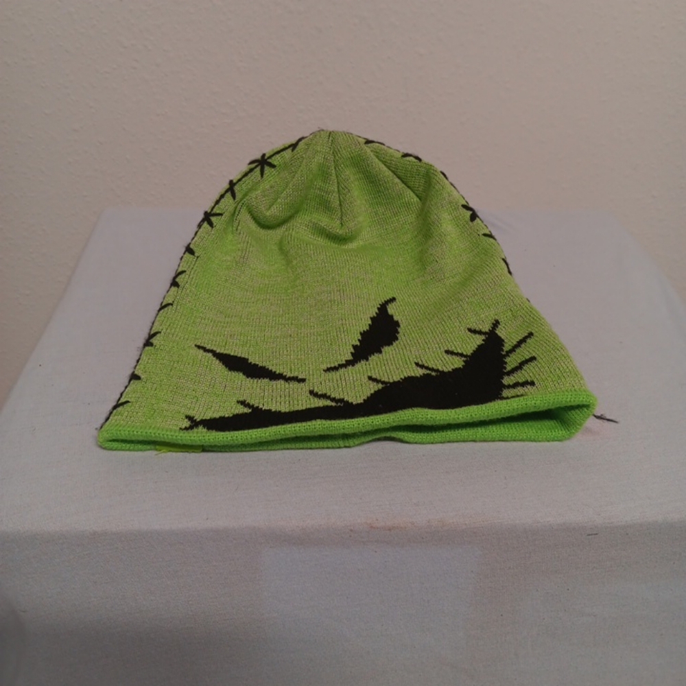 Vibrant Green and Black Patterned Beanie